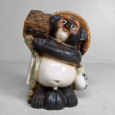 Vintage Japanese Ceramic Tanuki with Money Tablet, 1960s–1970s