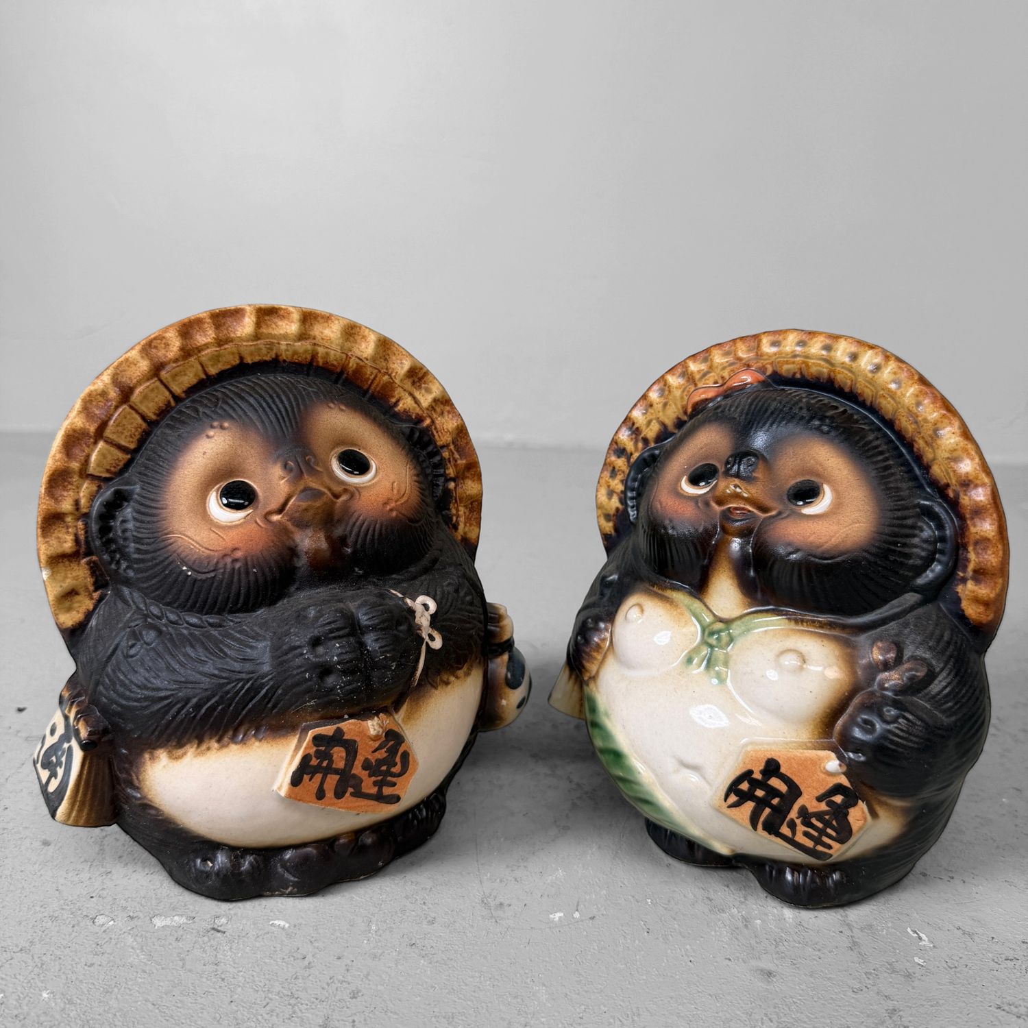 Set van Twee Vintage Japanse Keramische Tanuki, 1970s