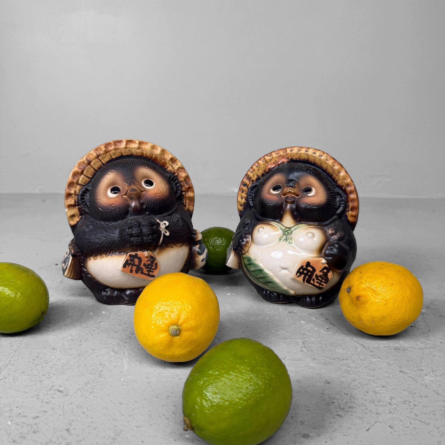 Set van Twee Vintage Japanse Keramische Tanuki, 1970s