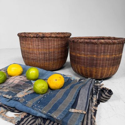 Set van Twee Vintage Japanse Bamboe Manden, 1960s–1970s