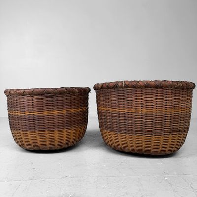 Set van Twee Vintage Japanse Bamboe Manden, 1960s–1970s
