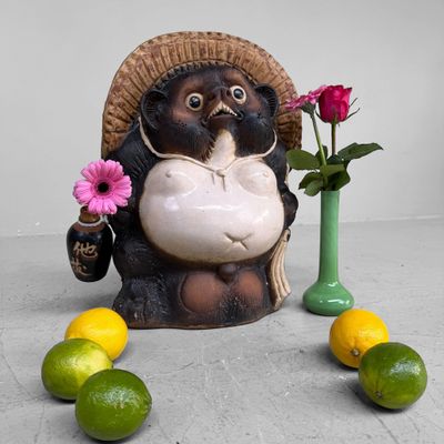 Large Decorative Tanuki, Shigaraki Earthenware, 1980s, Japan