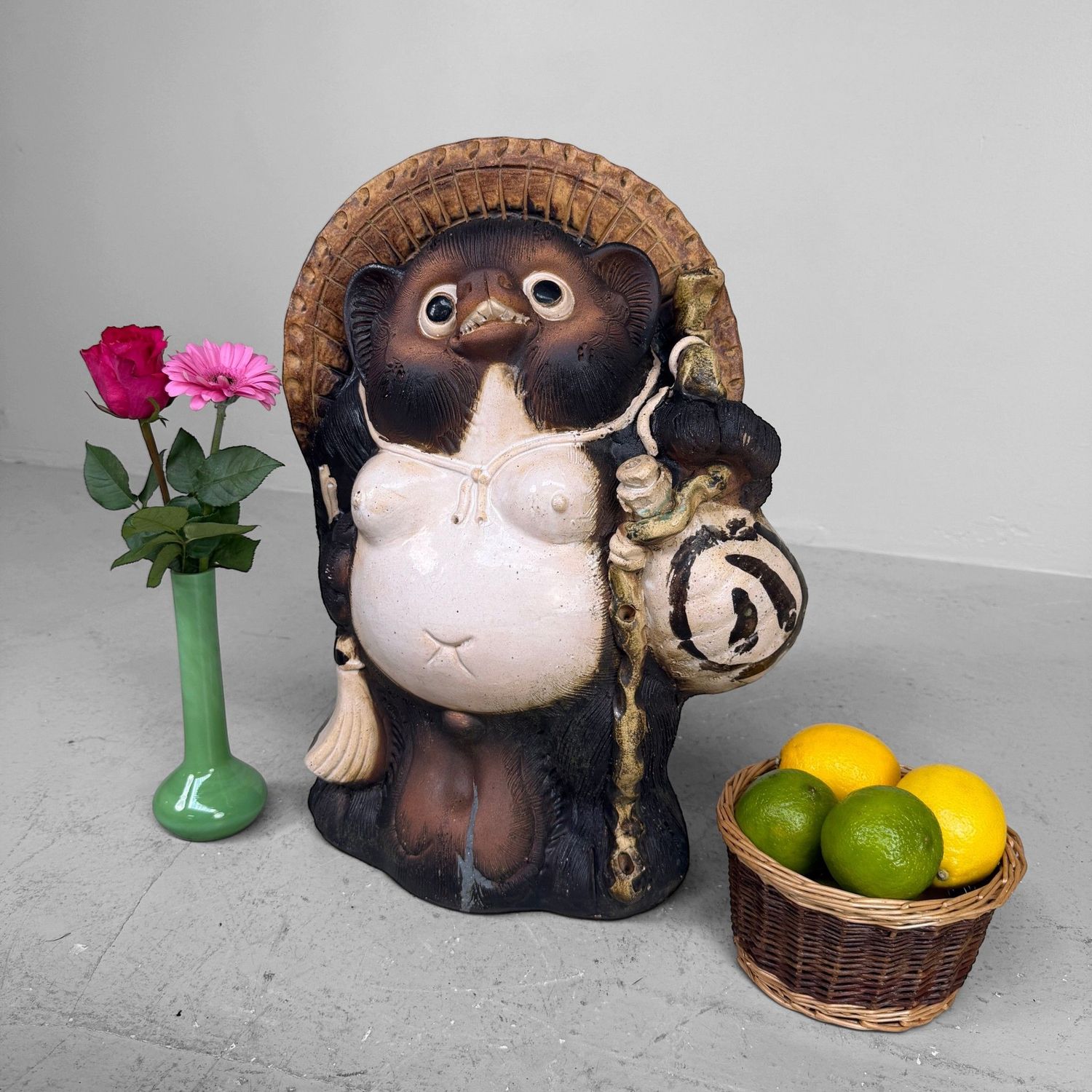 Large Decorative Tanuki 狸, Shigaraki Earthenware, Shōwa Period, Japan