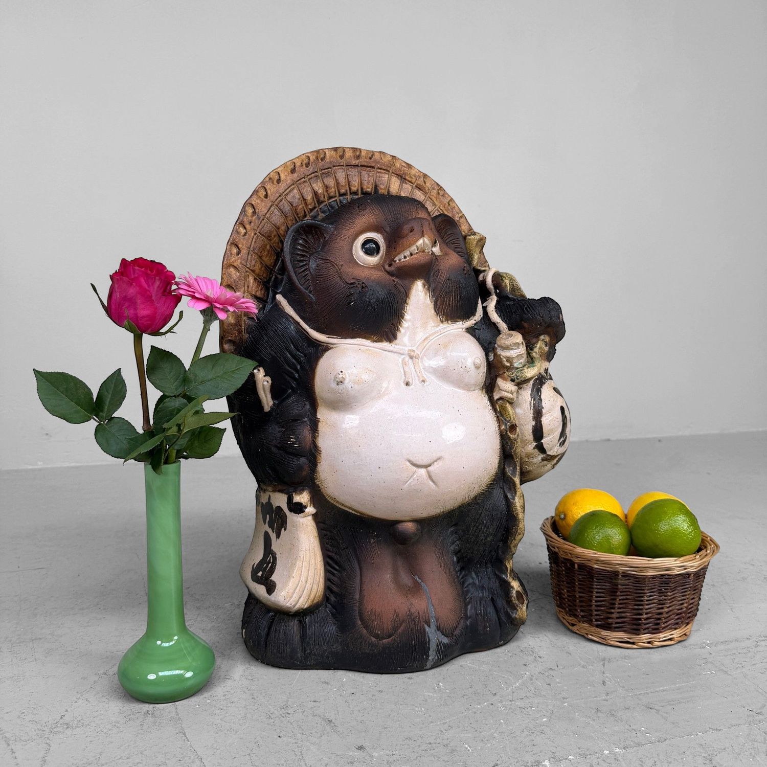 Large Decorative Tanuki 狸, Shigaraki Earthenware, Shōwa Period, Japan