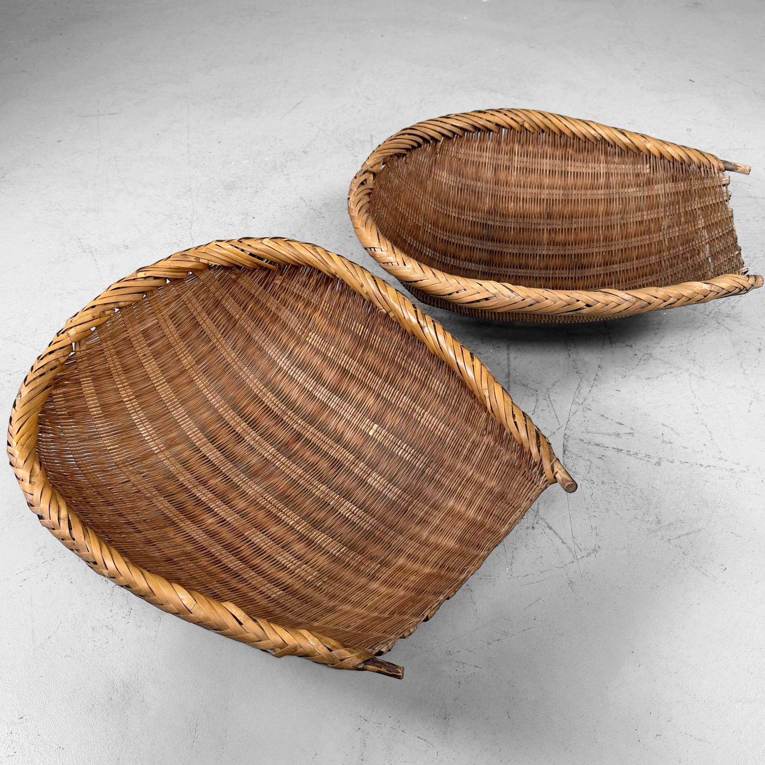 Set van 2 Japanse Mi Bamboe Oogstmanden, 1950s