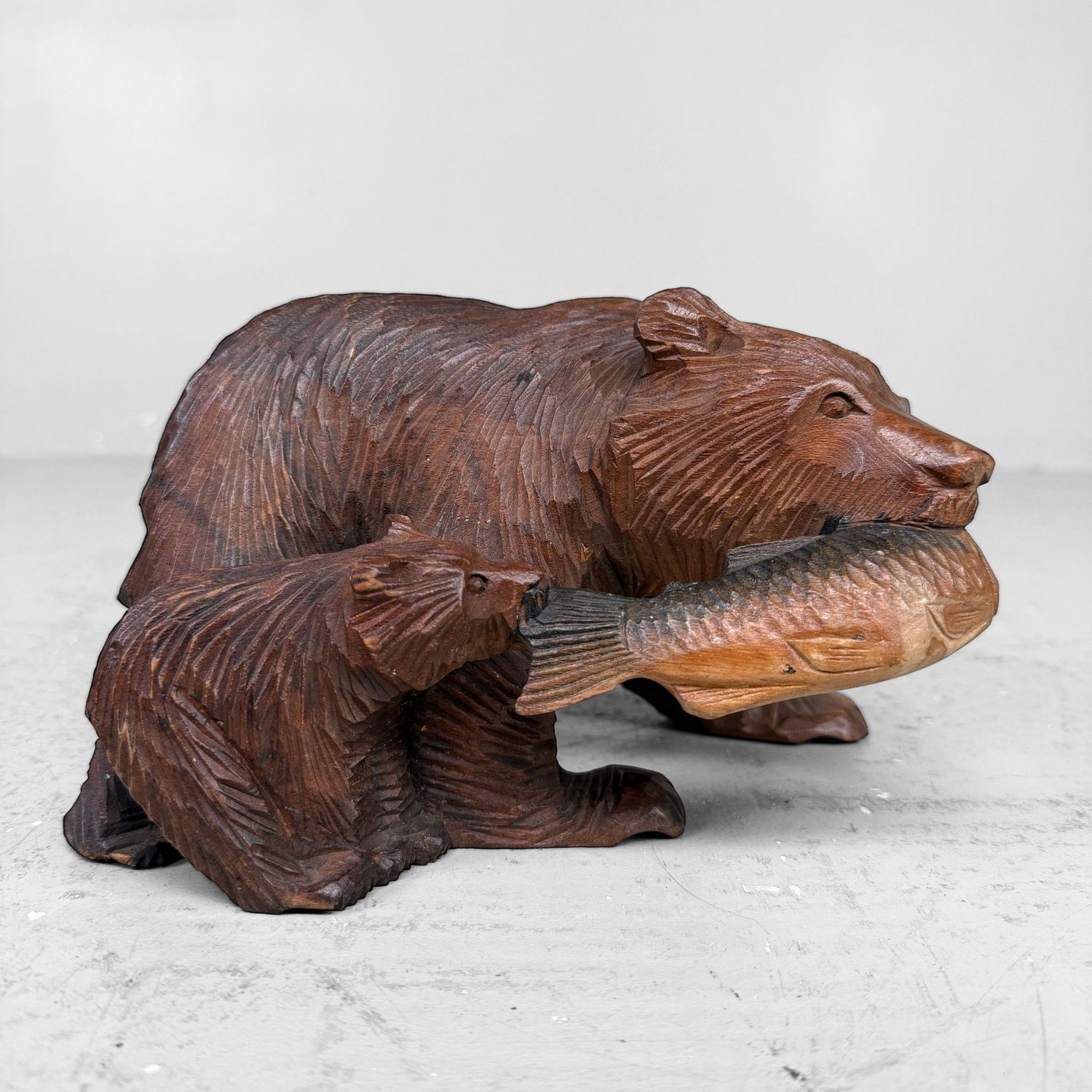 Japanese Kibori Kuma Carved Wooden Bear – Hokkaido, 1950s