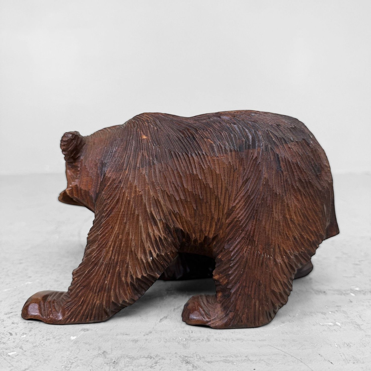 Japanese Kibori Kuma Carved Wooden Bear – Hokkaido, 1950s