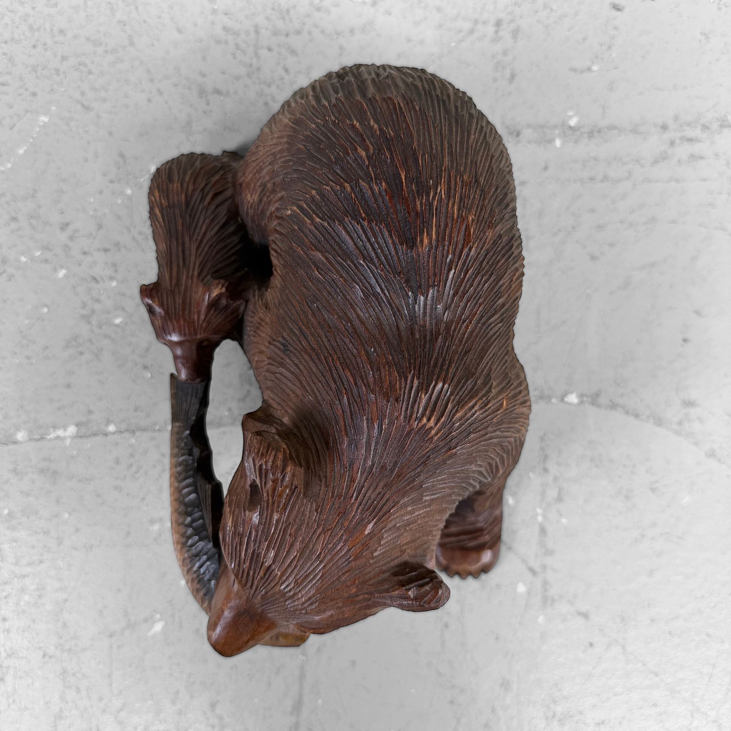 Japanese Kibori Kuma Carved Wooden Bear – Hokkaido, 1950s