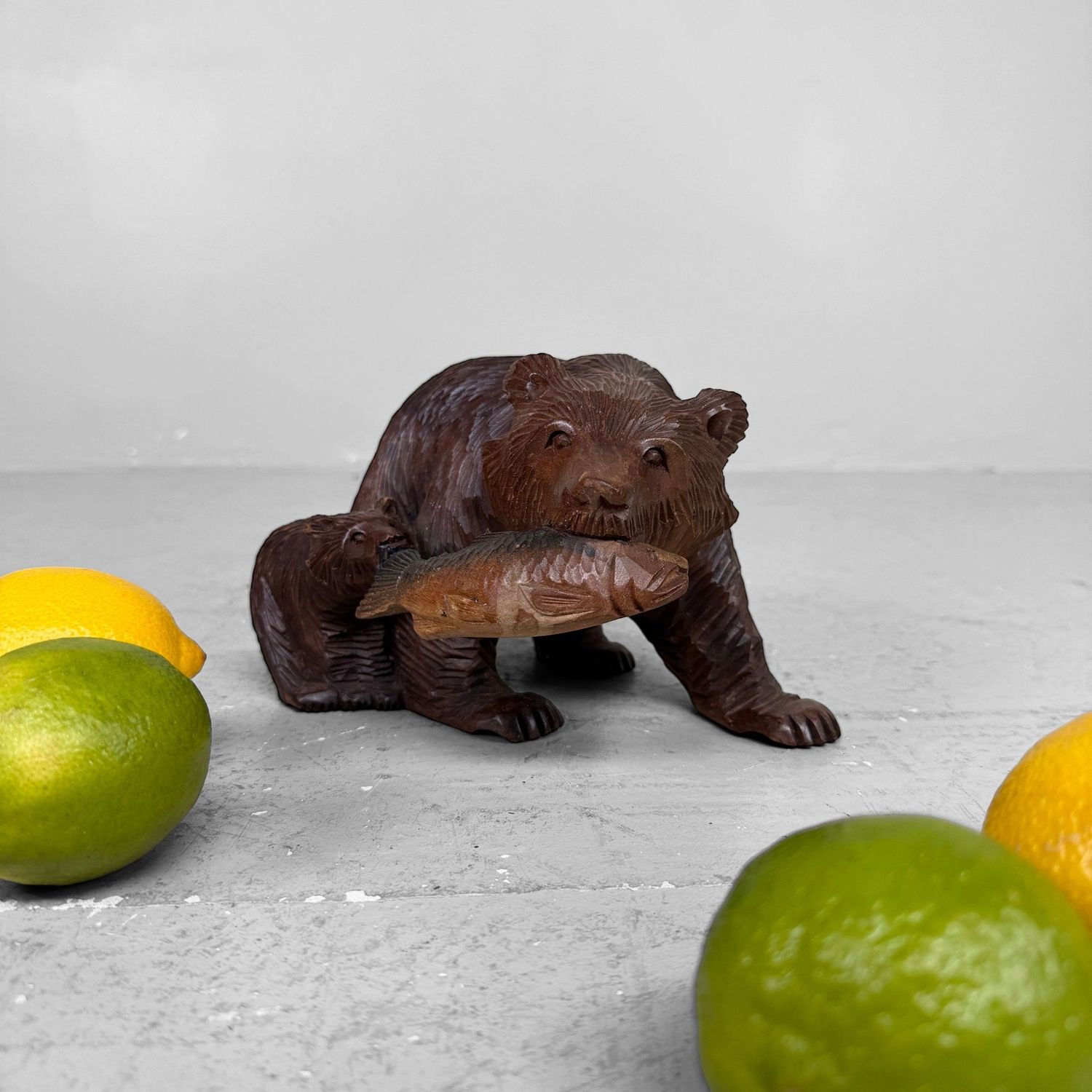 Japanese Kibori Kuma Carved Wooden Bear – Hokkaido, 1950s