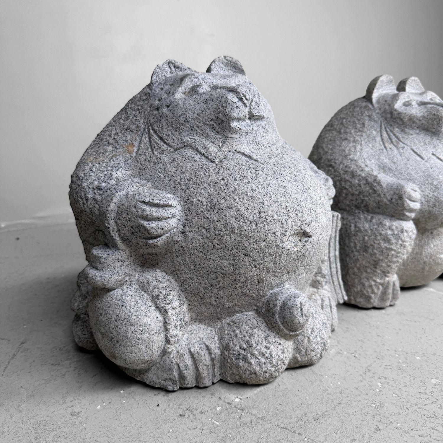 Set of Japanese Granite Tanuki Garden Statues, 1960s