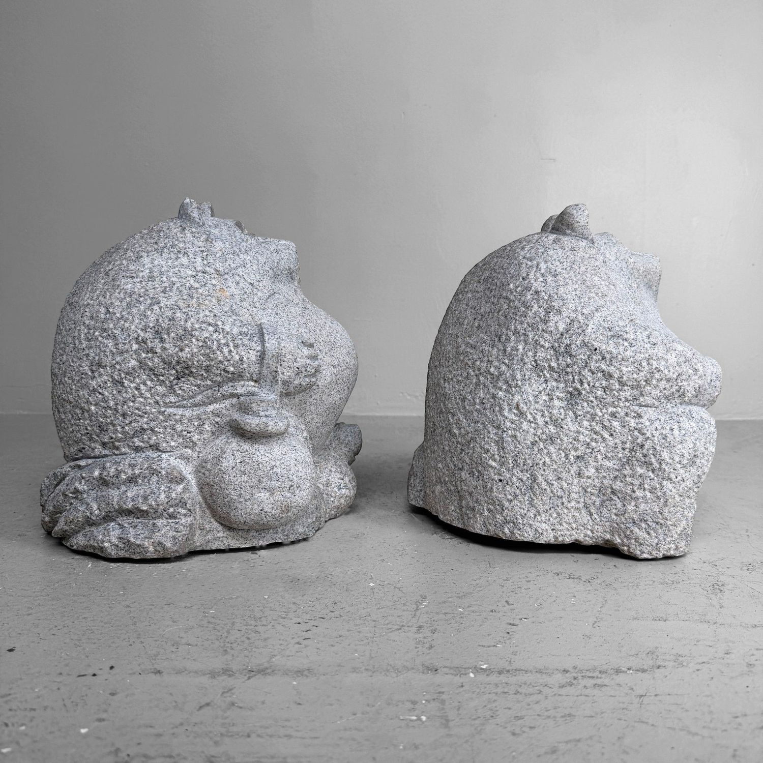 Set of Japanese Granite Tanuki Garden Statues, 1960s