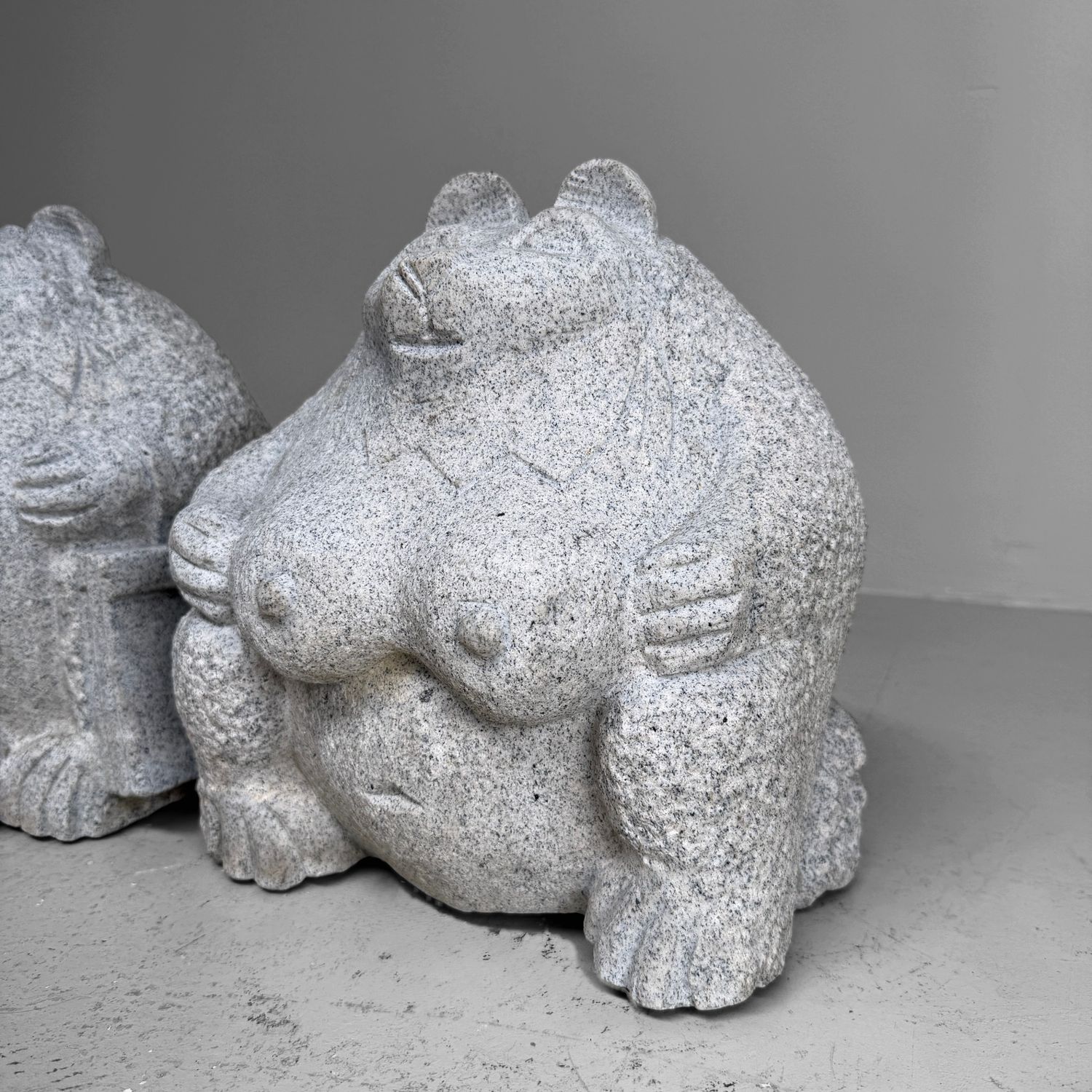 Set of Japanese Granite Tanuki Garden Statues, 1960s