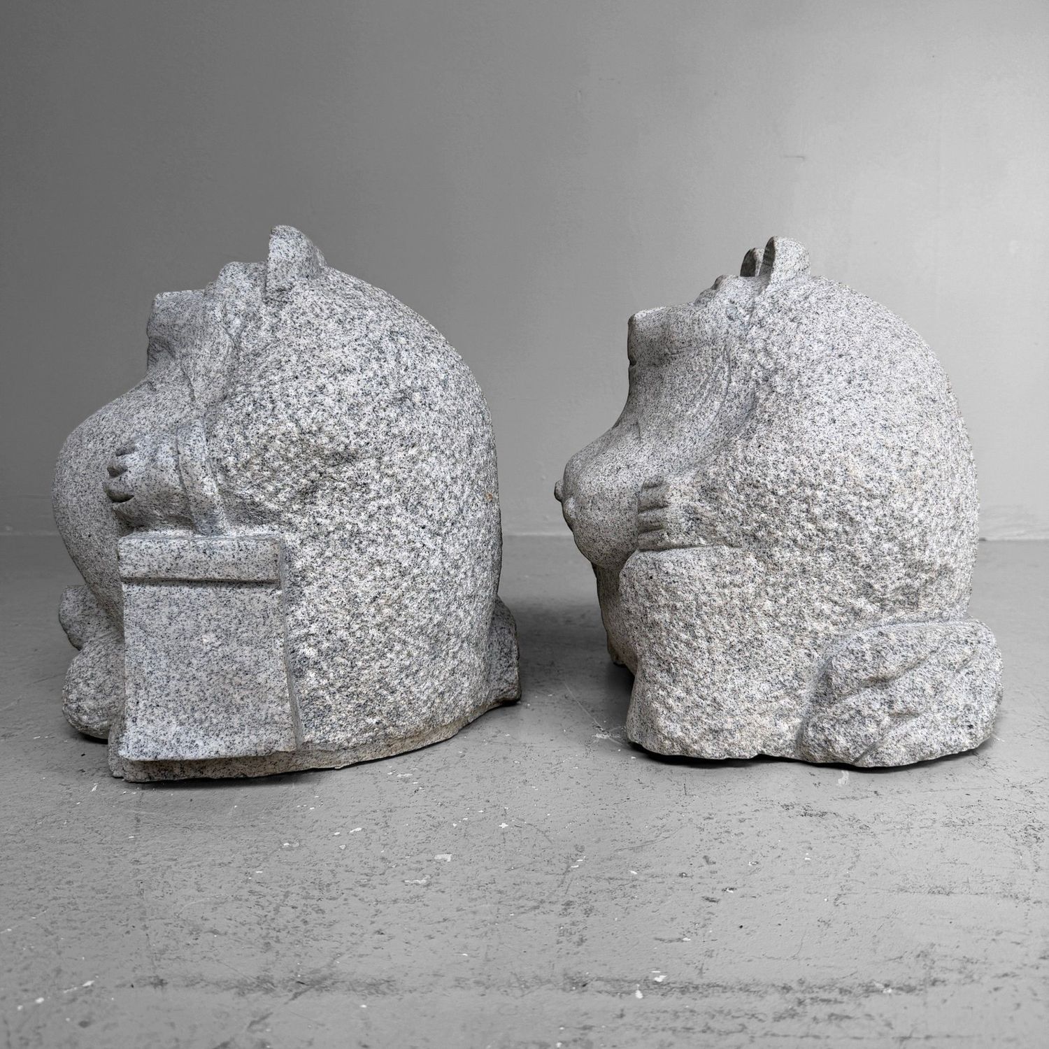 Set of Japanese Granite Tanuki Garden Statues, 1960s