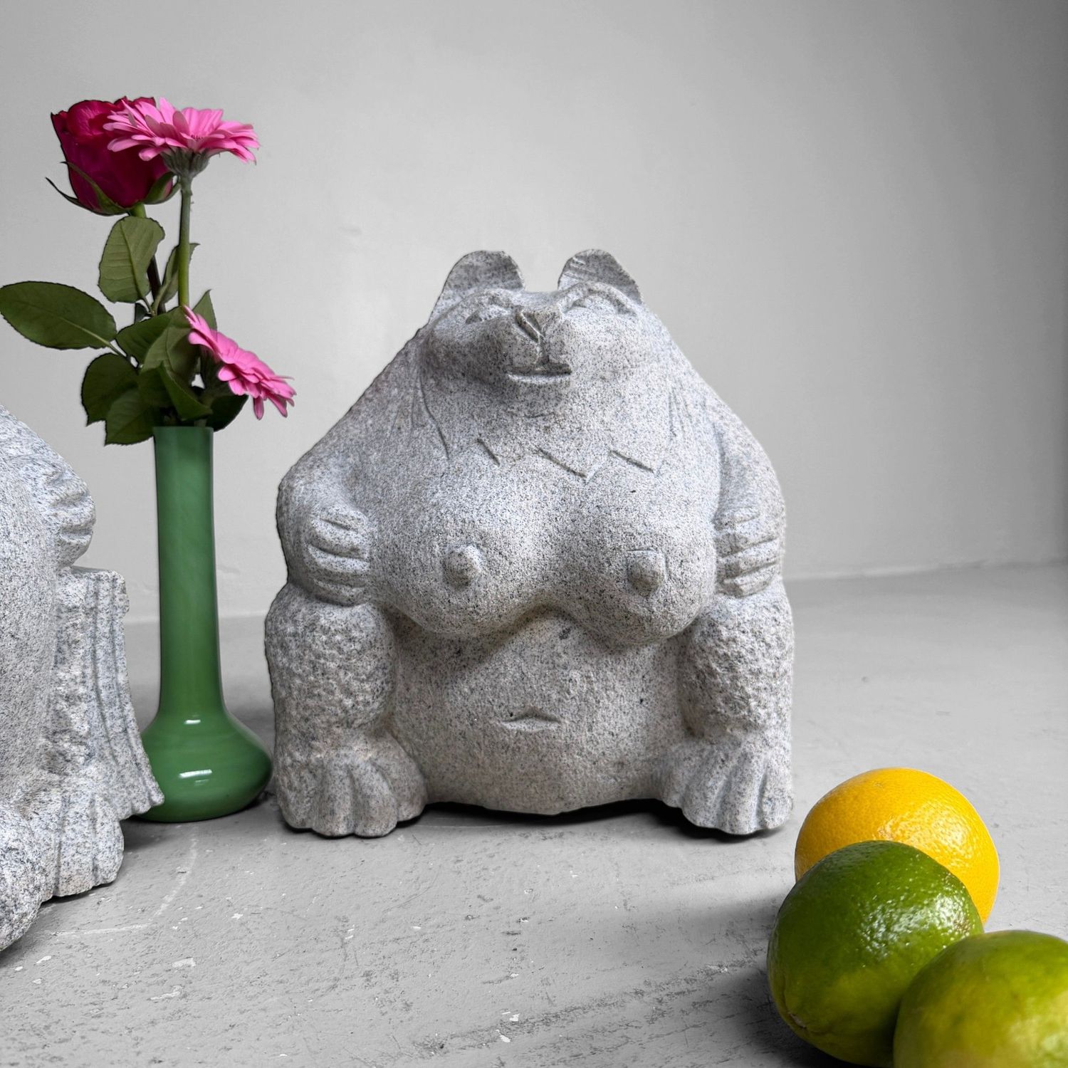 Set of Japanese Granite Tanuki Garden Statues, 1960s