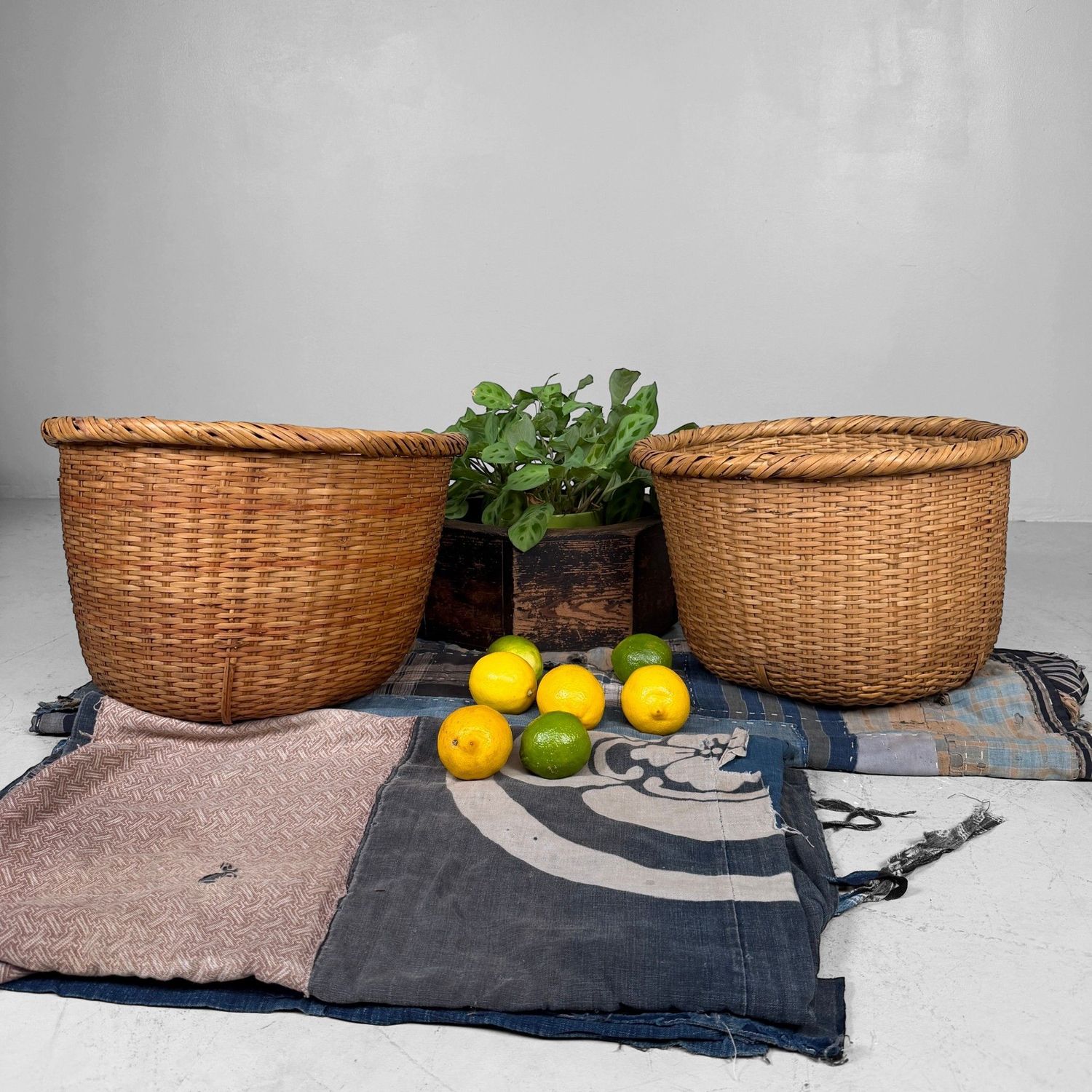 Set van 2 Japanse Traditionele Bamboe Manden, 1950–1960s