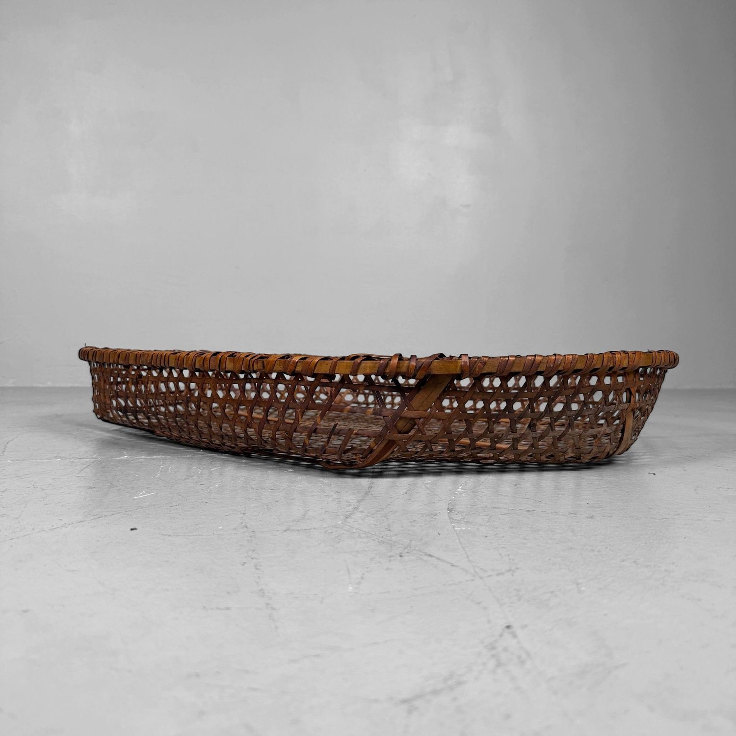 Japanese Reddish-Brown Bamboo Basket, 1950–1960