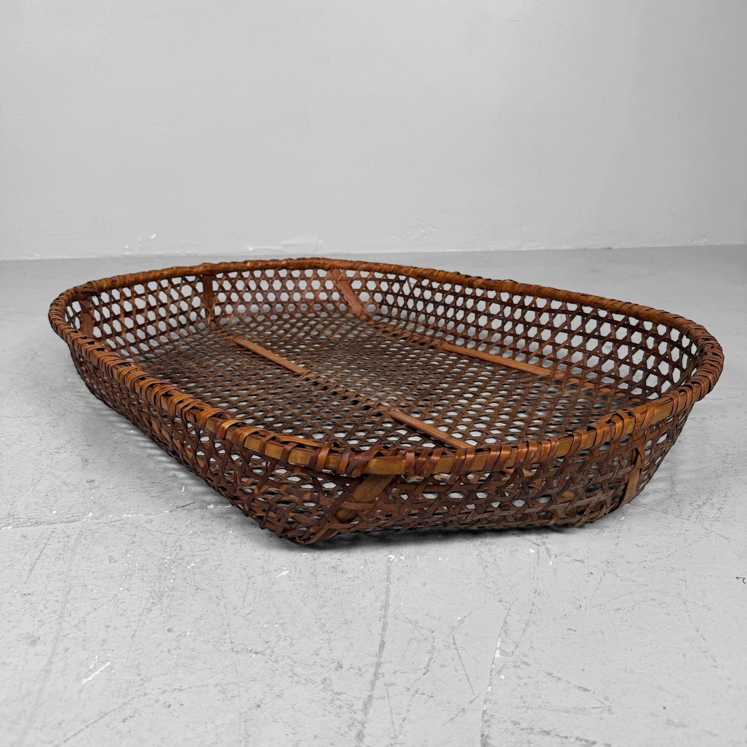 Japanese Reddish-Brown Bamboo Basket, 1950–1960