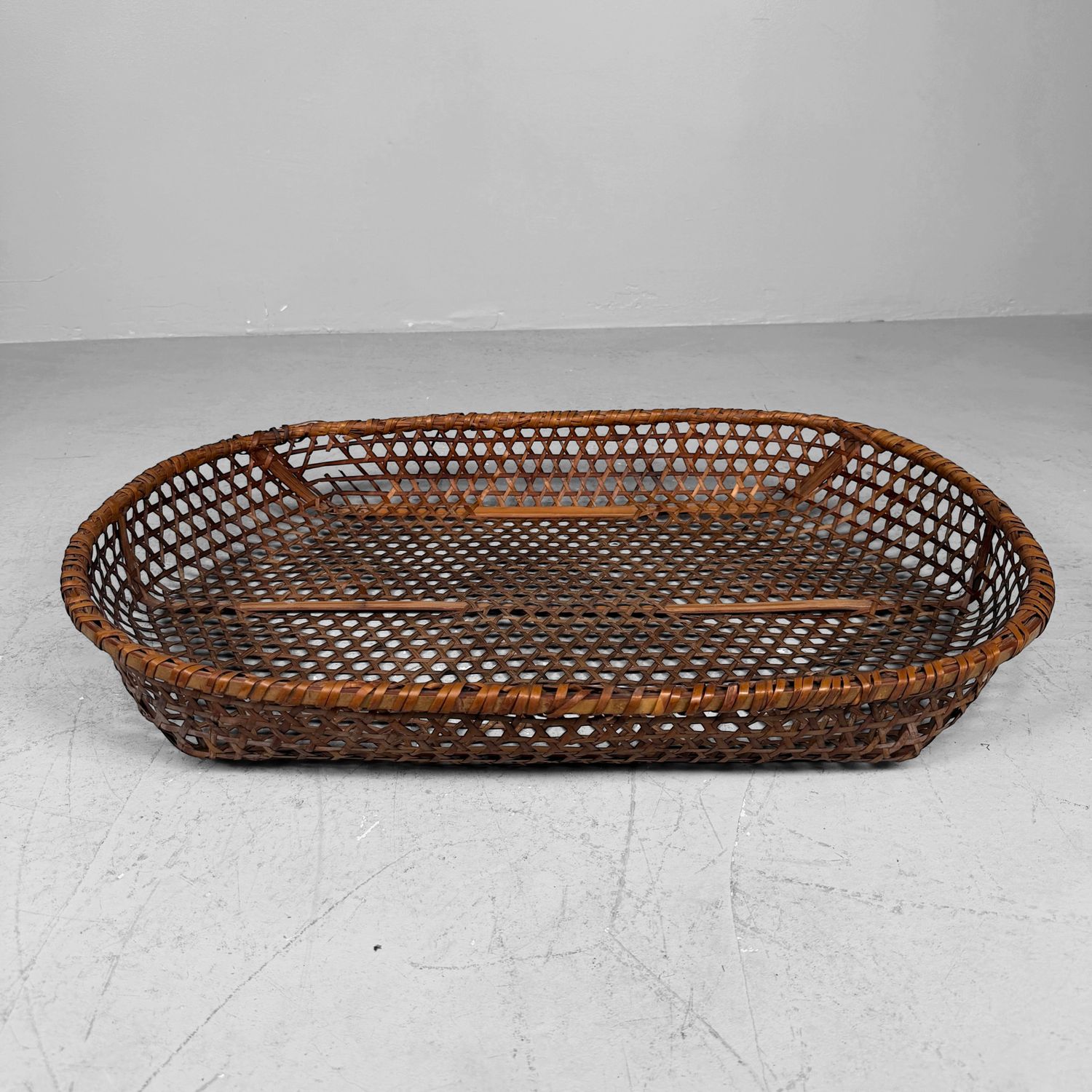 Japanese Reddish-Brown Bamboo Basket, 1950–1960