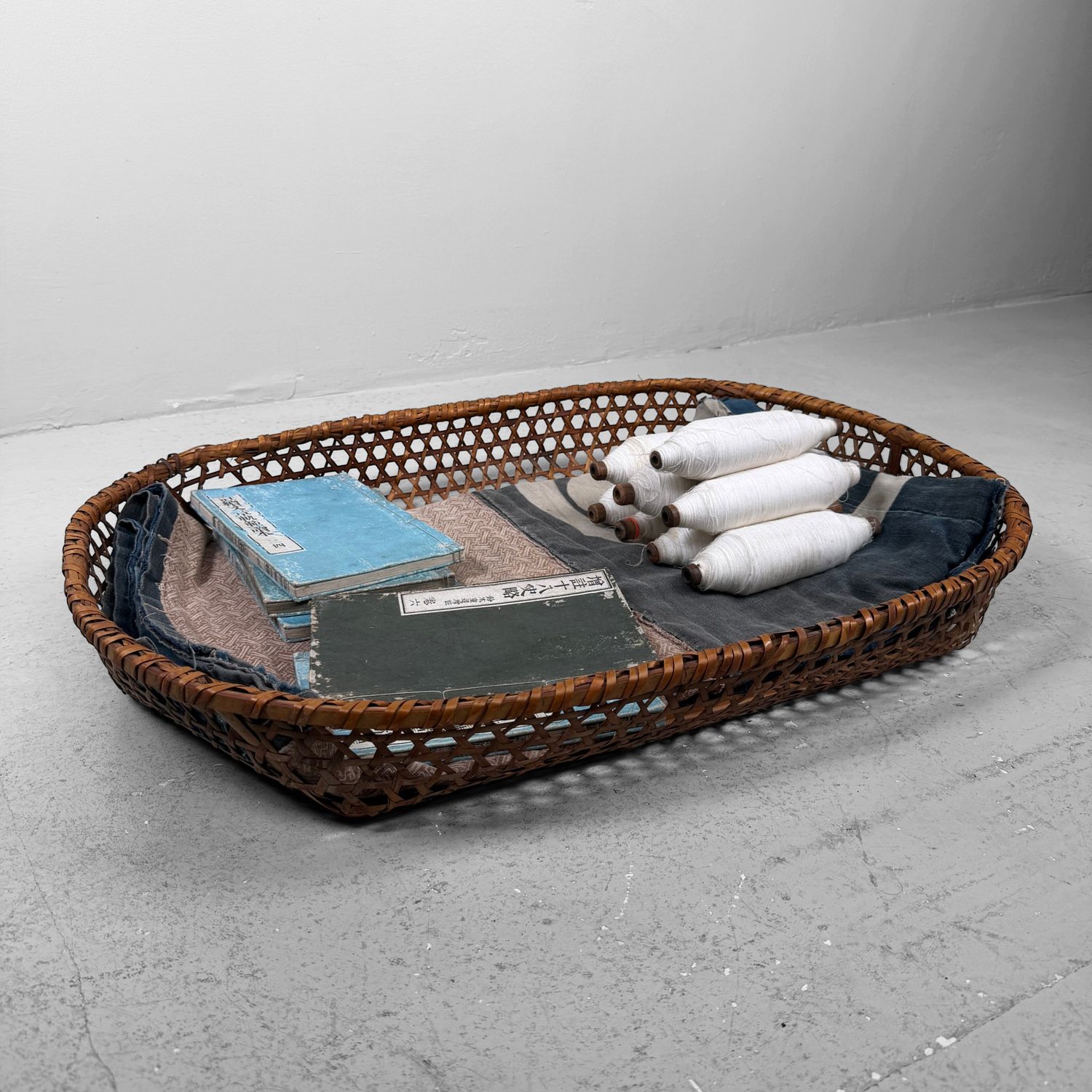 Japanese Reddish-Brown Bamboo Basket, 1950–1960