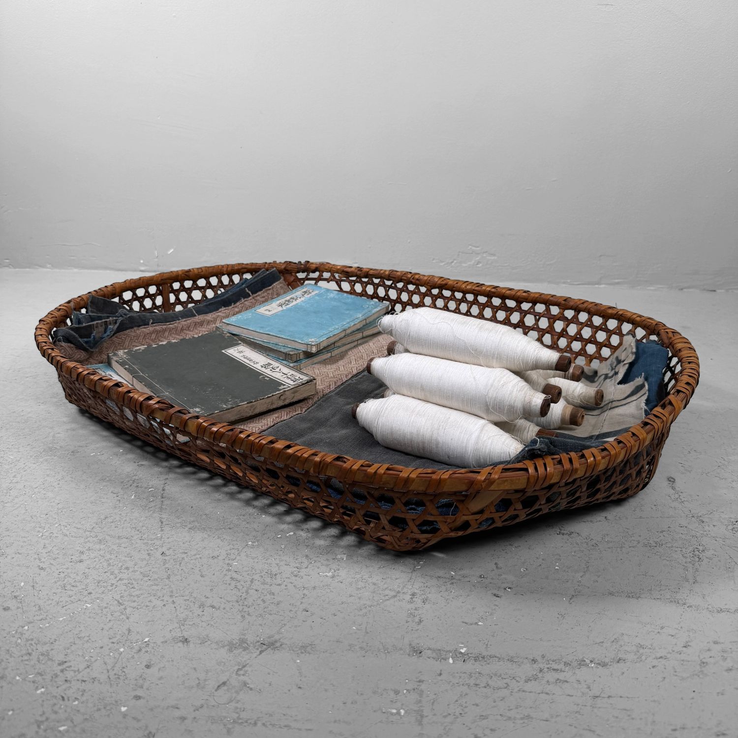 Japanese Reddish-Brown Bamboo Basket, 1950–1960