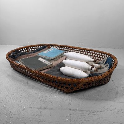 Japanese Reddish-Brown Bamboo Basket, 1950–1960