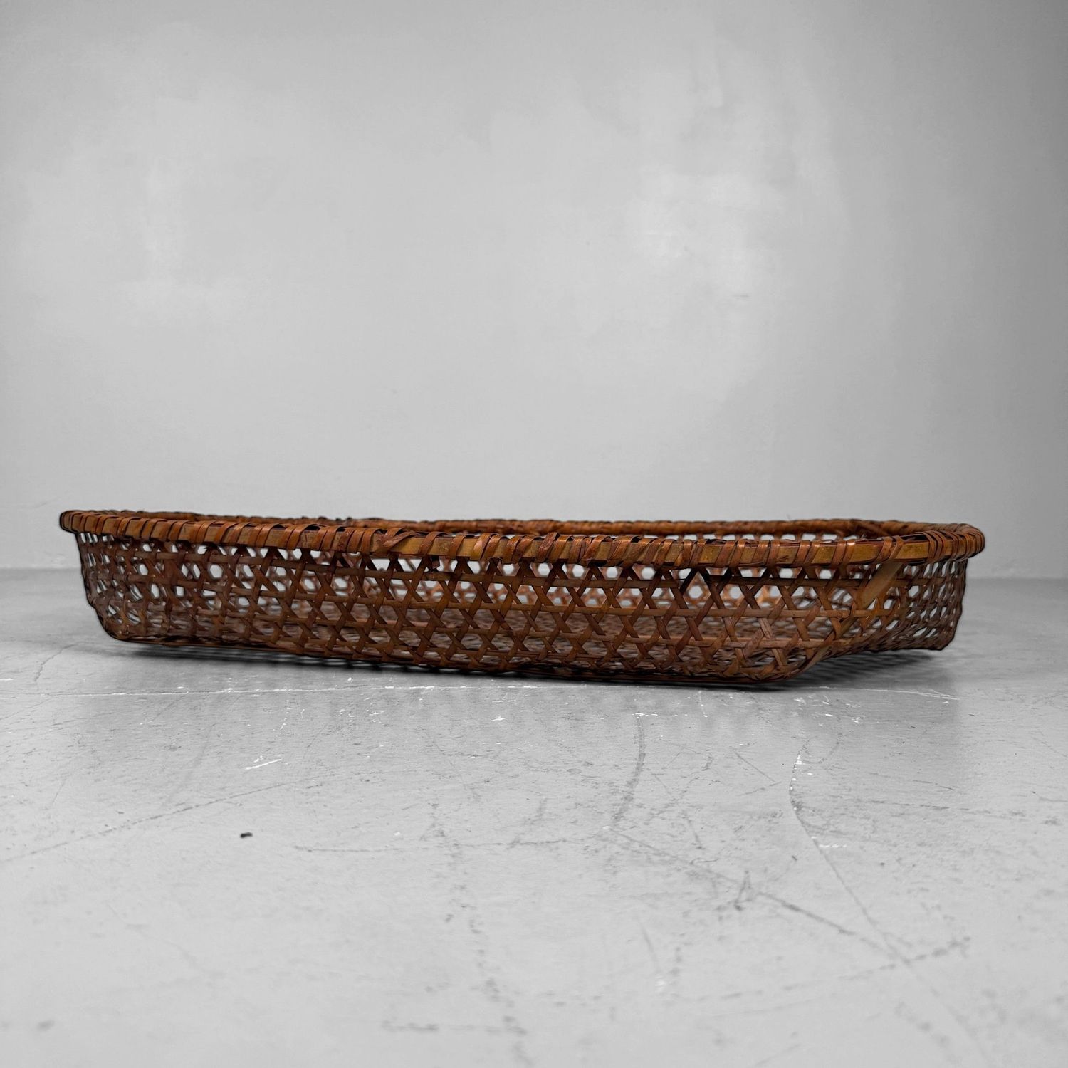 Japanese Reddish-Brown Bamboo Basket, 1950–1960
