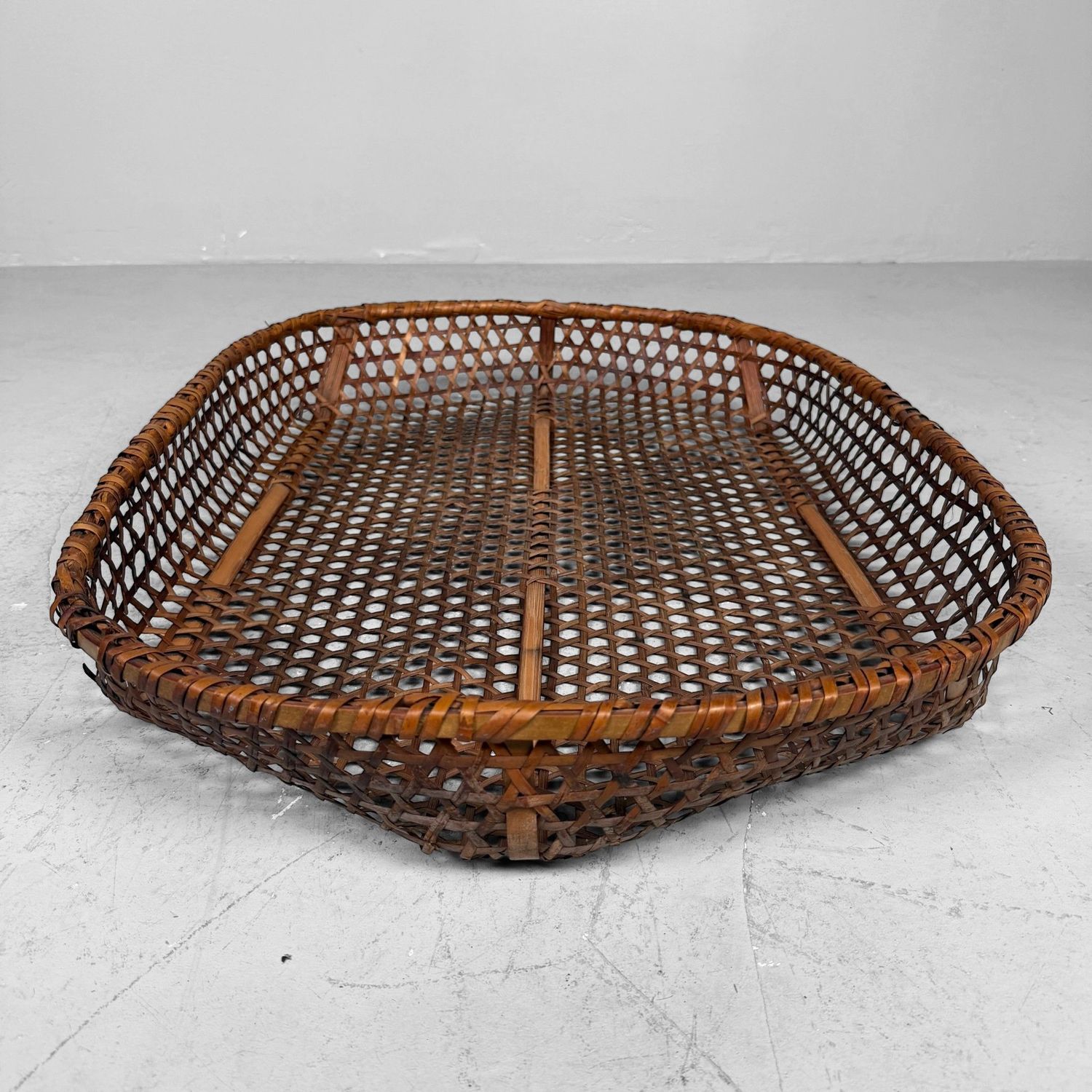 Japanese Reddish-Brown Bamboo Basket, 1950–1960