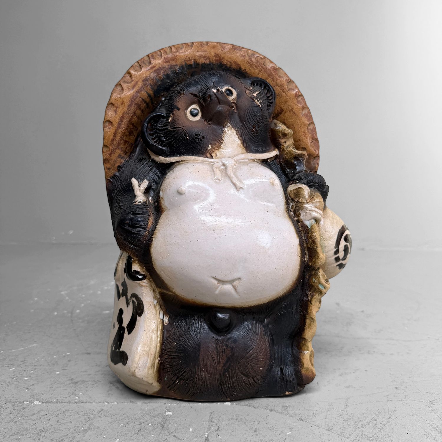 Japanese Tanuki Statue, Shigaraki Ware – Shōwa Period, c. 1960
