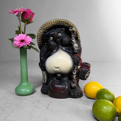 Japanese Tanuki Statue, Shigaraki Ware, 1960s