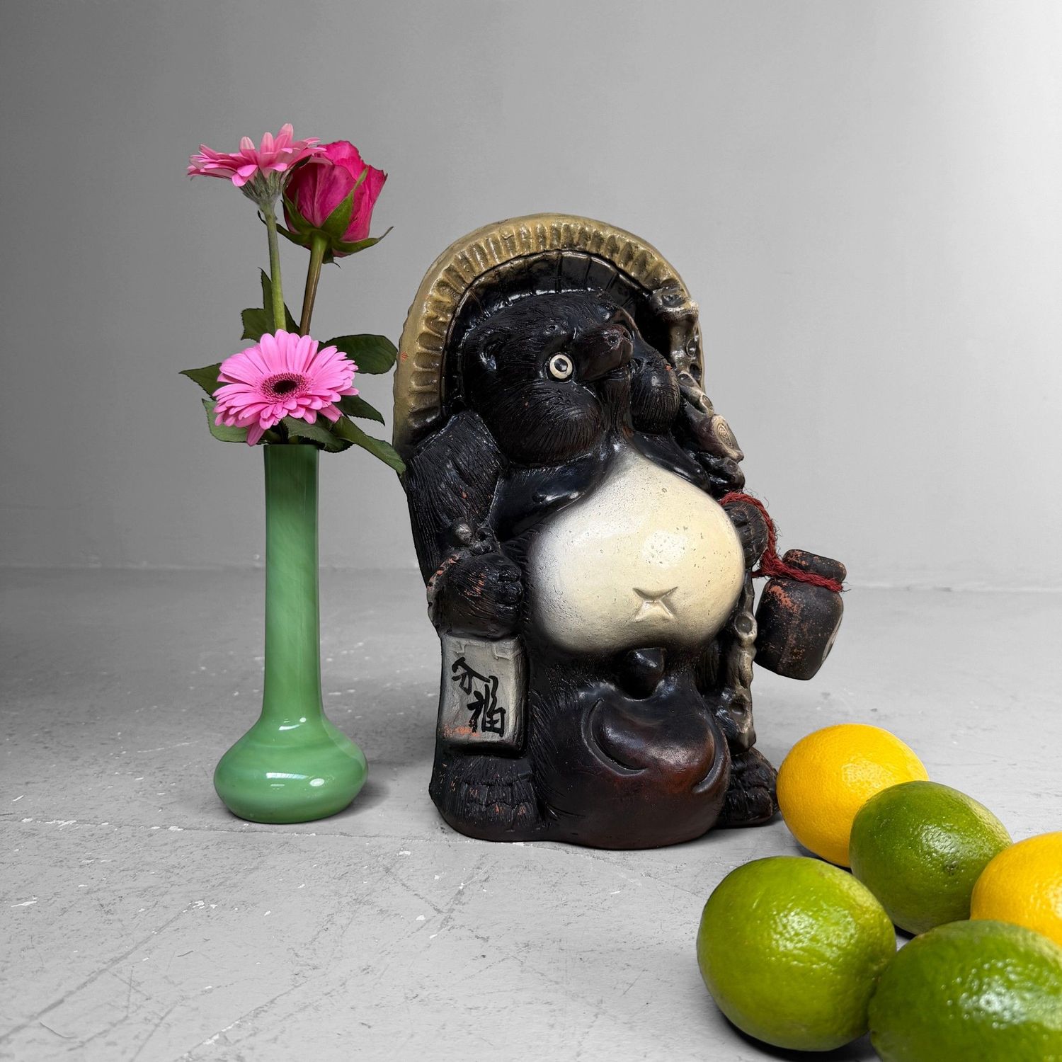 Japanese Tanuki Statue, Shigaraki Ware, 1960s