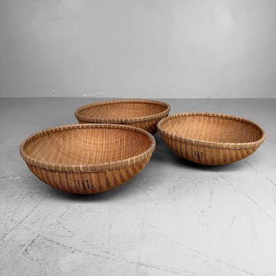 Set van 3 Traditionele Japanse Bamboe Zaru Manden, 1960s