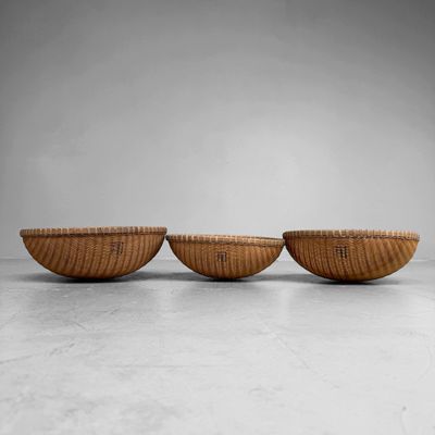 Set van 3 Traditionele Japanse Bamboe Zaru Manden, 1960s