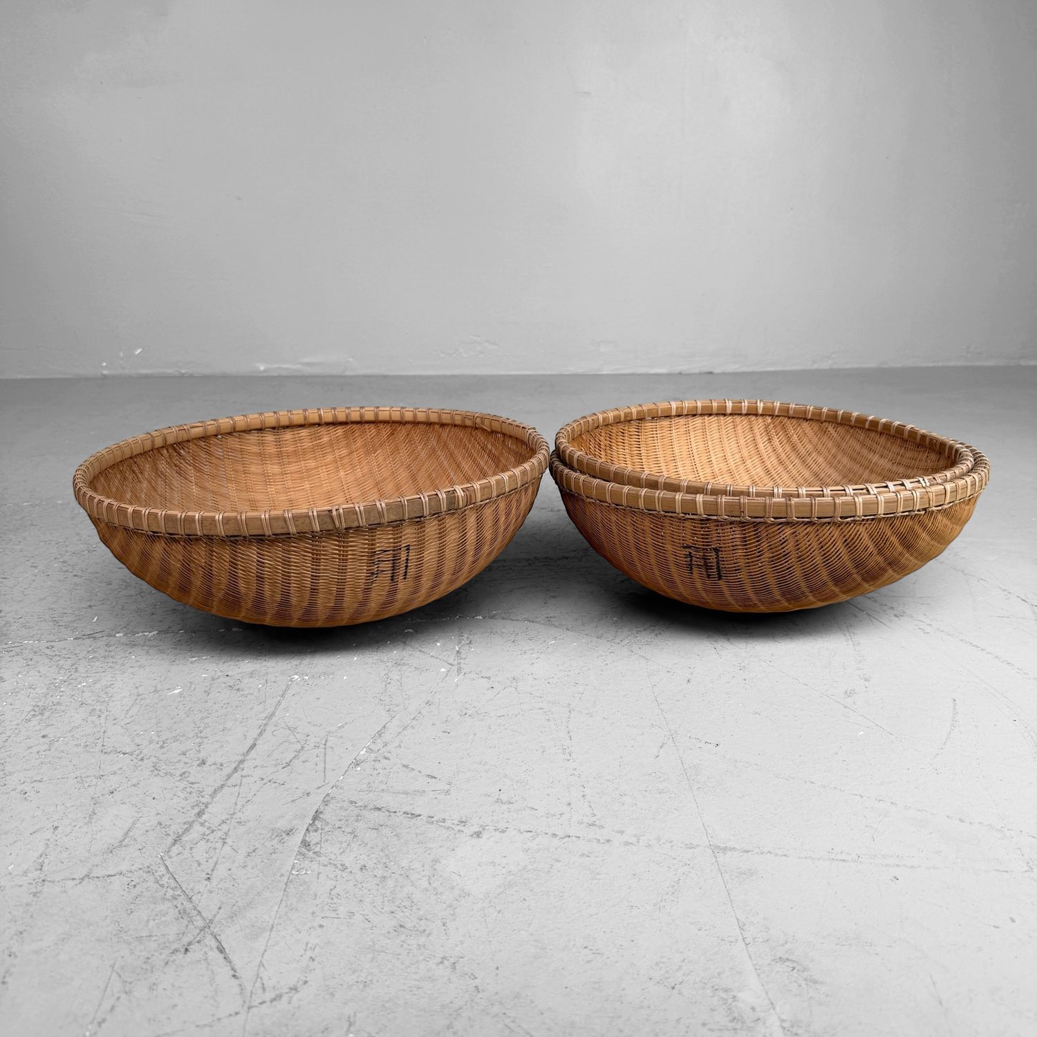Set van 3 Traditionele Japanse Bamboe Zaru Manden, 1960s