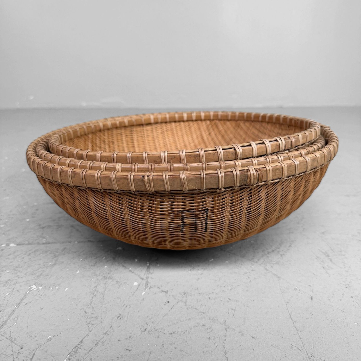 Set van 3 Traditionele Japanse Bamboe Zaru Manden, 1960s