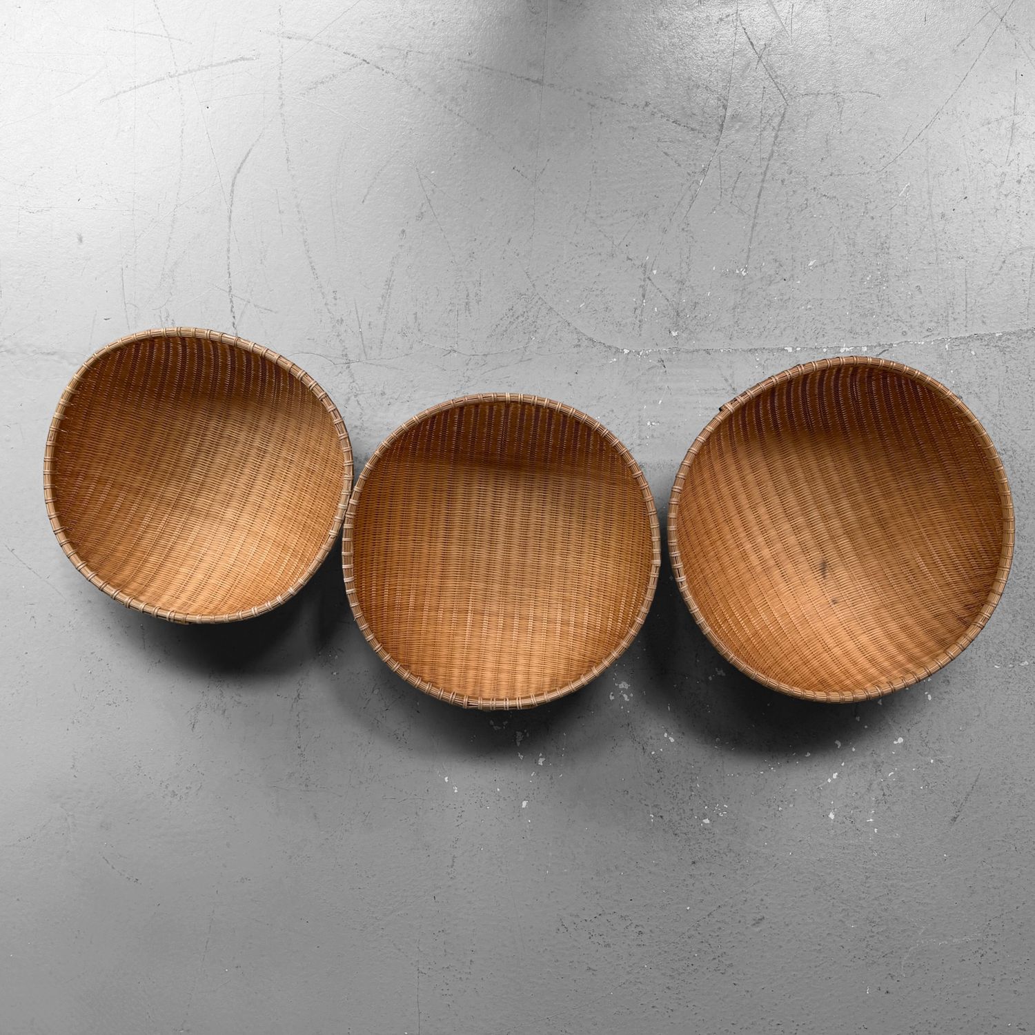 Set van 3 Traditionele Japanse Bamboe Zaru Manden, 1960s