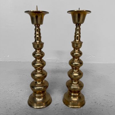 Set of 2 Japanese Shinto Altar Candlesticks, c. 1950