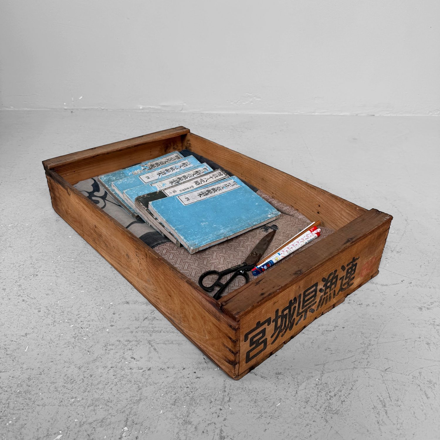Japanese Wooden Crate, Miyagi Fisheries, 1950s