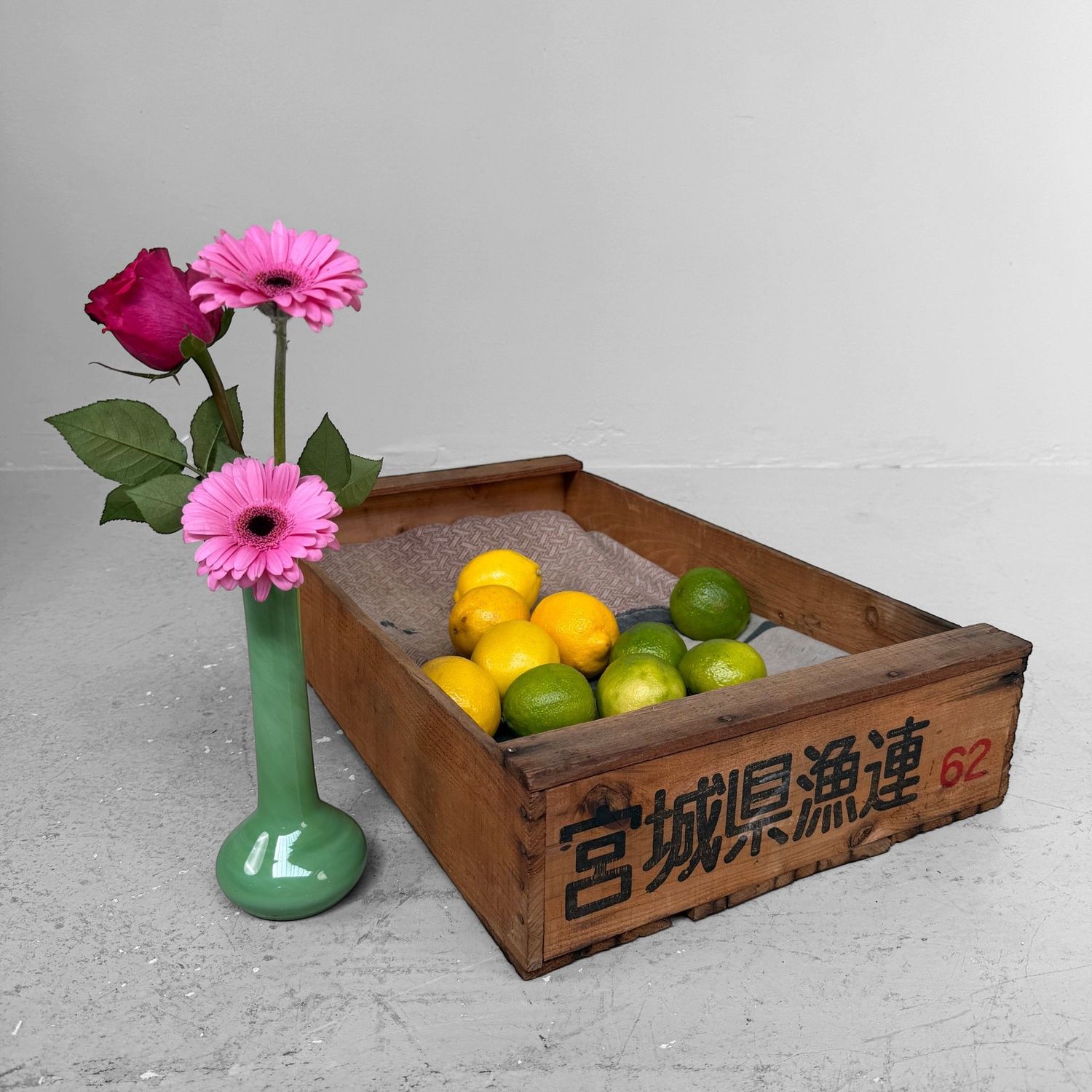 Japanese Wooden Crate, Miyagi Fisheries, 1950s