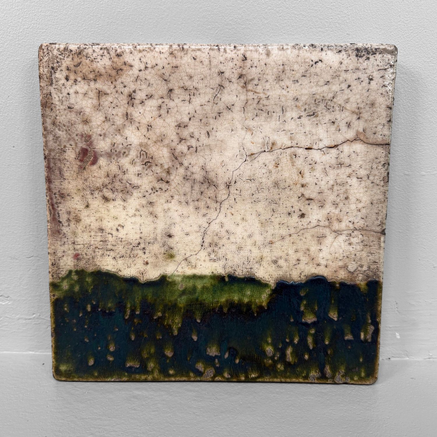 Japanese Ceramic Toban with Abstract Drip Glaze, circa 1970