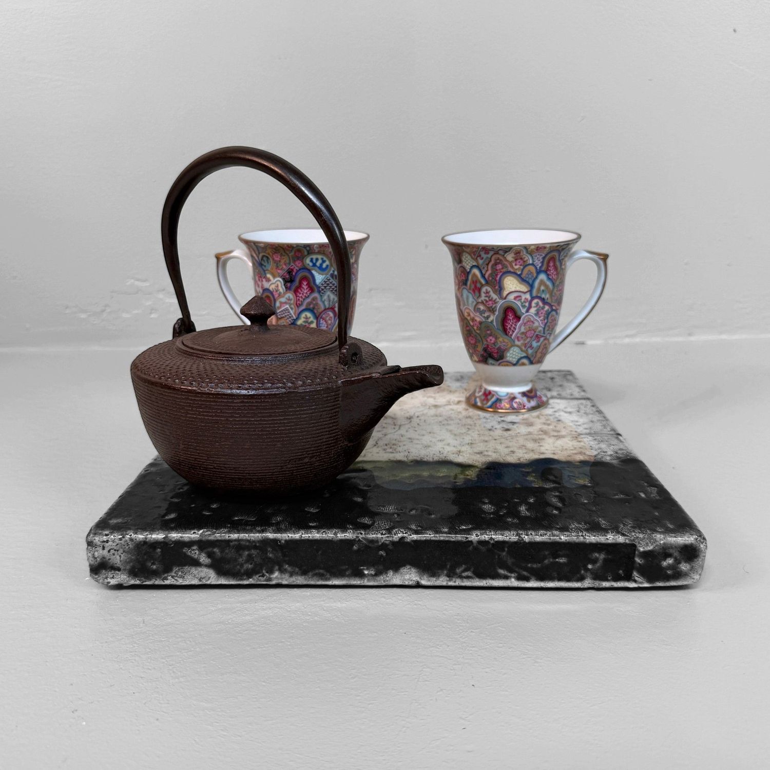 Japanese Ceramic Toban with Abstract Drip Glaze, circa 1970
