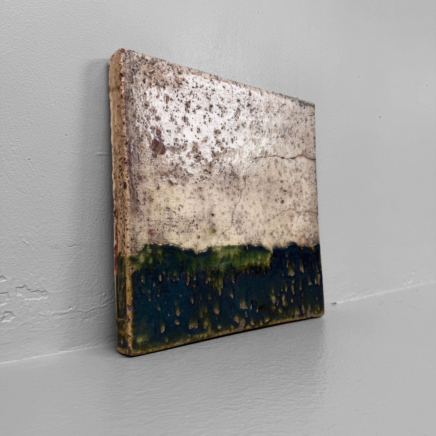 Japanese Ceramic Toban with Abstract Drip Glaze, circa 1970