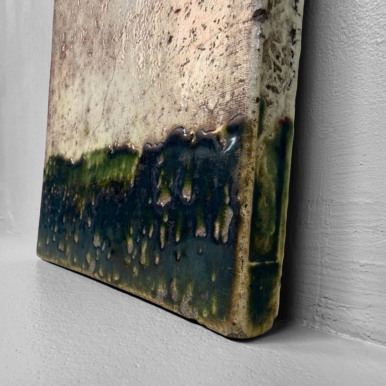 Japanese Ceramic Toban with Abstract Drip Glaze, circa 1970