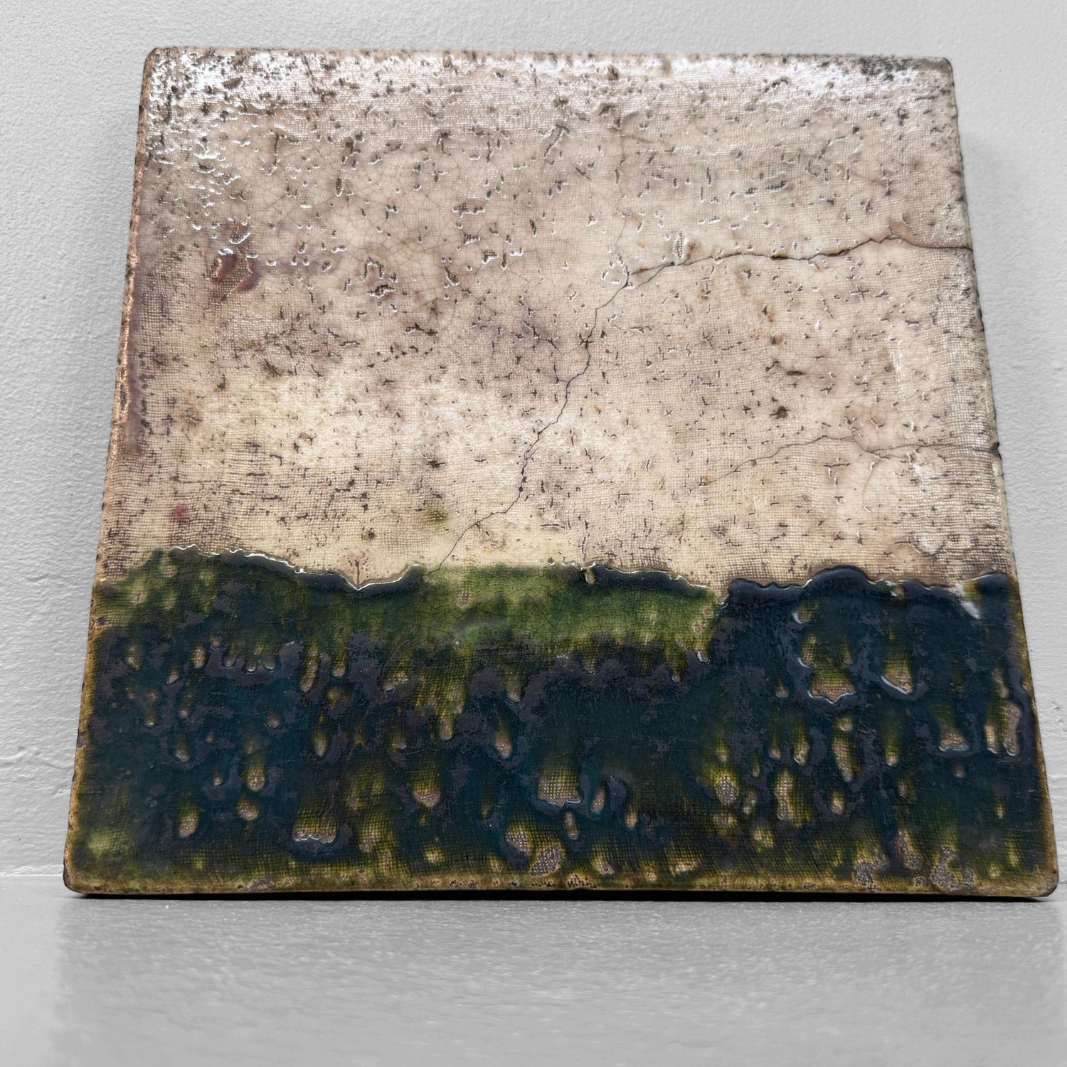 Japanese Ceramic Toban with Abstract Drip Glaze, circa 1970