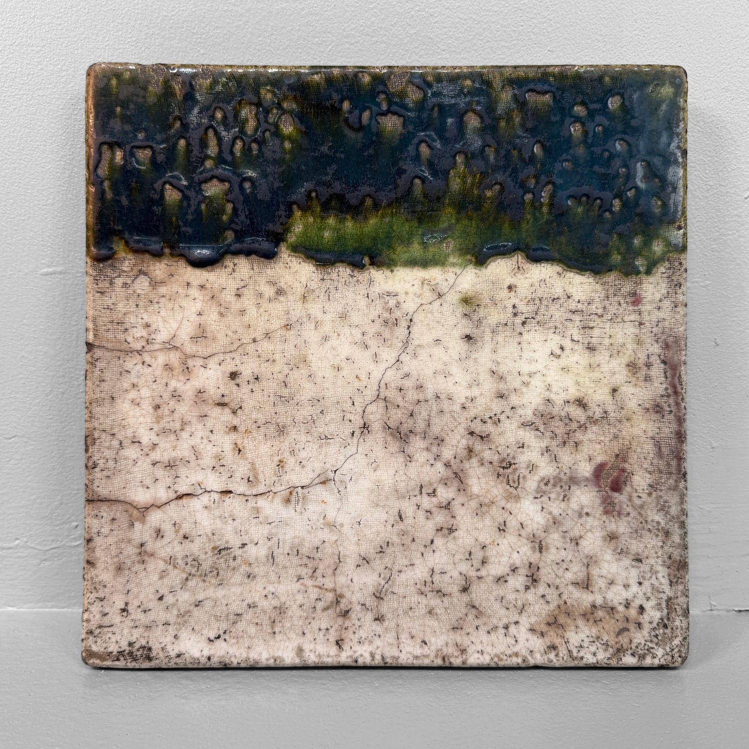 Japanese Ceramic Toban with Abstract Drip Glaze, circa 1970