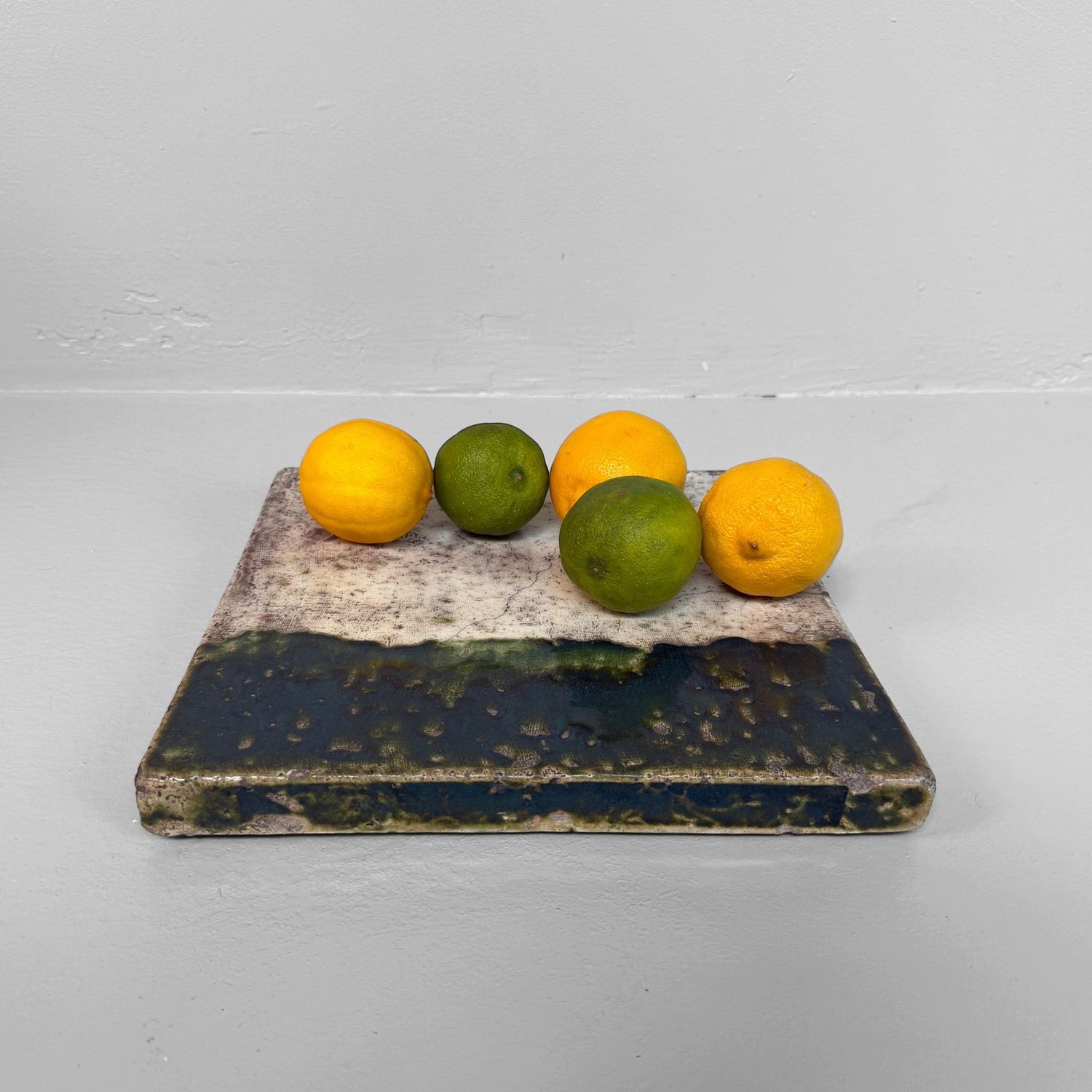 Japanese Ceramic Toban with Abstract Drip Glaze, circa 1970