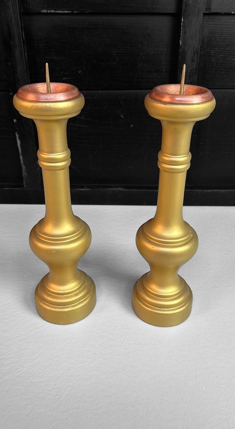 Set of Japanese Buddhist Altar Candlesticks, circa 1980