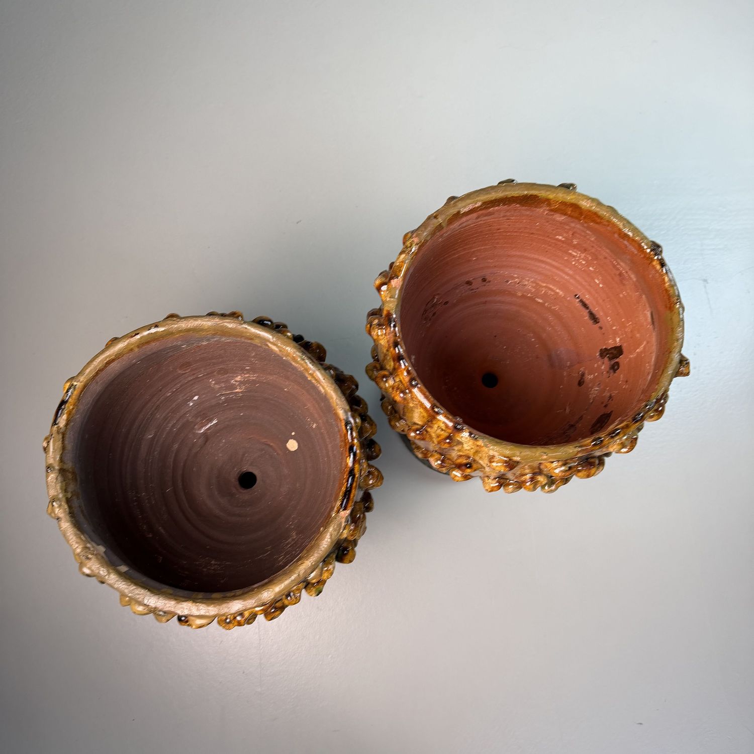Set of Two Ceramic Plant Stands by Rocco Condurso, 1980s, Italy