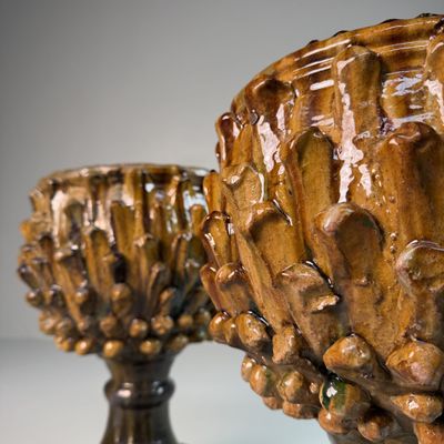 Set of Two Ceramic Plant Stands by Rocco Condurso, 1980s, Italy