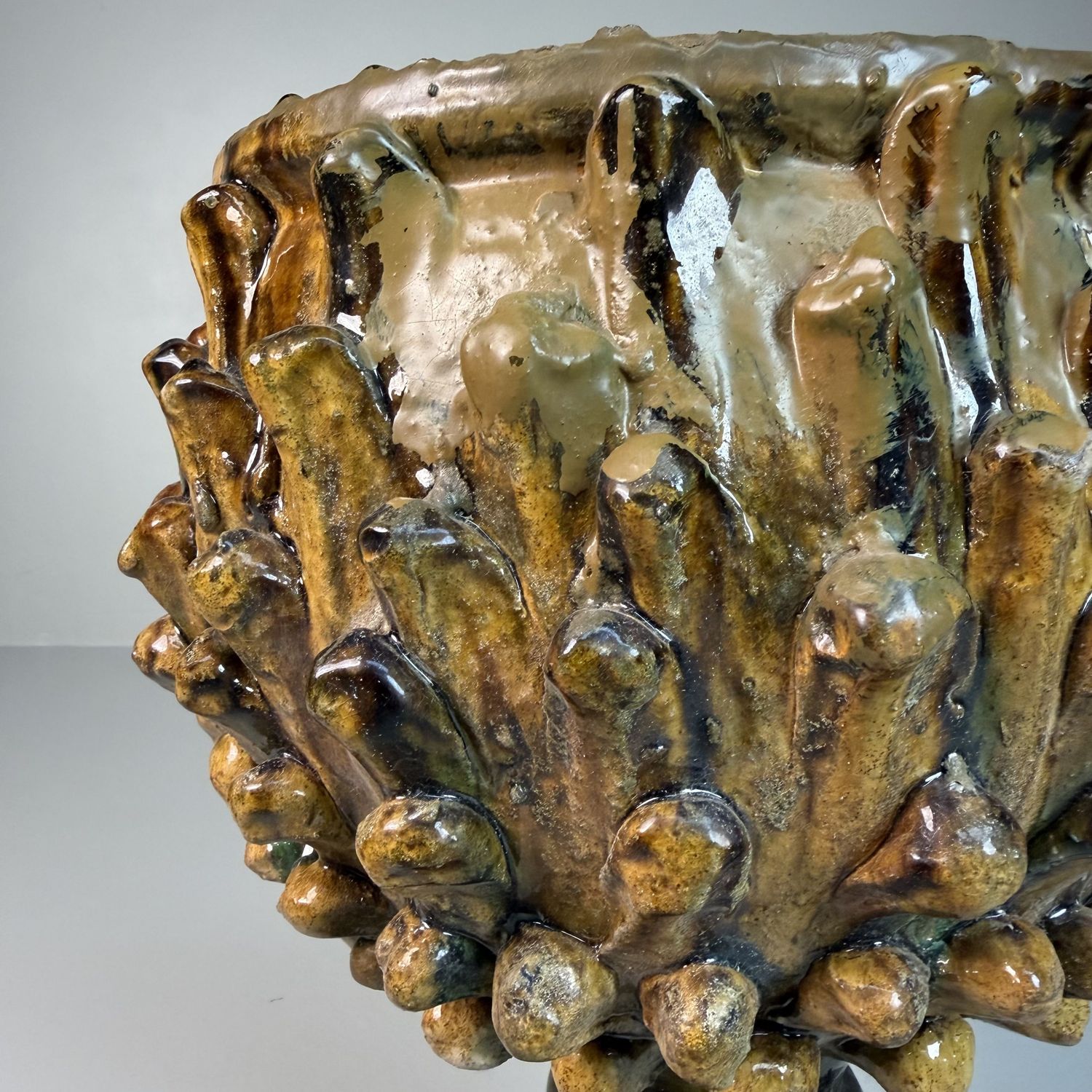 Set of Two Ceramic Plant Stands by Rocco Condurso, 1980s, Italy