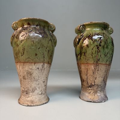 Pair of Vintage Ceramic Vases – 1950s, Calabria, Italy